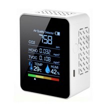 에어 모니터 3-in-1 디지털 CO2 미터 센서 대기 질 모니터 온도 습도 측정기 이산화탄소 TVOC HCHO 검출기, CHINA, new White 5in1