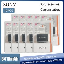 NP-FV100A 소니 PXW-X70 PXW-Z90 HXR-NX80 NX70 FDR-AX700 AX60 AX100E AXP55 캠코더 호환 NP-FV100 NP-FV70, 10PCS NP-FV100A