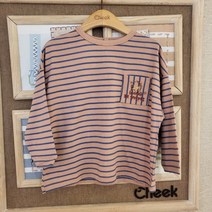 치크 22 F/W 유아 아동 키즈 토들러 남아 가을 신상품! 트윈룩! 형제룩! 등원룩! 데일리룩! 키즈룩! 포켓 스트라이프 라운드 티셔츠