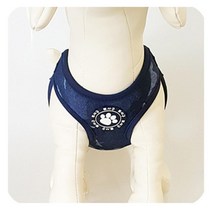 네이비색상 밀리터리 패턴 애견용 하네스 단모 치와와, 네이비(L)