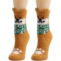 여자 겨울 참신 퍼지 슬리퍼 양 고양이 패턴을위한 재미있는 만화 개 kawaii ticken 푹신한 따뜻한 봉제 바닥 잠자는 양말 크리스마스 선물, 노란색