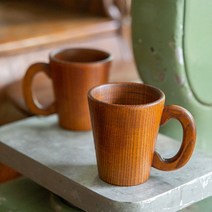 문스키친 빈티지 우드 물푸레 옻칠 나무 브이형 머그컵, 나무 브이형 머그