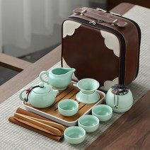 휴대용 캠핑용 여행용 이동식 다기 다도 세트 보이차 전통차 케이스 가방 트레이, H, 1개