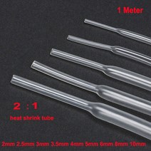 1M 투명 직경 2mm 2.5mm 3mm 3.5mm 4mm 5mm 6mm 8mm 10mm 열 수축 튜브 21 비율 폴리올레핀 절연 케이블 와이어 보호, [01] 2mm
