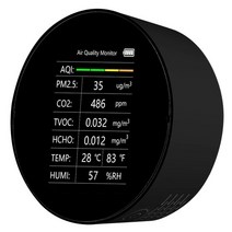 이산화탄소 복합가스 co2 가스 측정기 경보기 Tuya wifi 7 in 1 air quality detector pm2.5 tvoc co2 hcho 온도 습도 aqi, 와이파이 없음