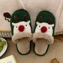Modern Fashion 폭신한 루돌프 방한 털 실내화 예쁜 커플 거실화