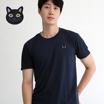 멋지군 코오롱 쿨론 기능성 빅사이즈 고양이 자수 반팔 티셔츠
