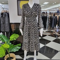 [오조크(아울렛)] 오조크 DP01 V넥 플라워 쉬폰 원피스 봄 가을 2컬러 FOQFCO