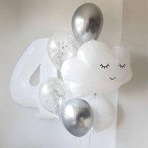 브라이덜샤워풍선 칠순 생일축하 기념일 졸업 헬륨가스 꽃풍선 흰색 웃는 구름 호일 풍선 30 인치 헬륨 번, 08 number 4