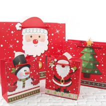 나성유통 종이가방 눈와서심쿵 크리스마스 선물 포장 성탄절 쇼핑백, 중사이즈