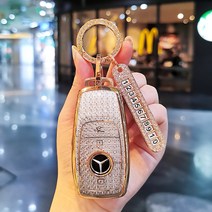 열쇠지갑 메르세데스 벤츠 키 커버 쉘 레이디스 버클 글라 백, D.A형 크리스탈 화이트  골드 스타 다이아몬드 버클