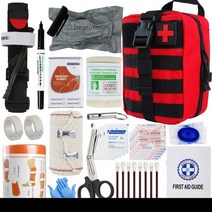 비상 가방 생존 키트 배낭 응급 처치 군사 풀 세트 molle 야외 기어 외상 캠핑 하이킹 ifak 모험, 레드 ifak-8