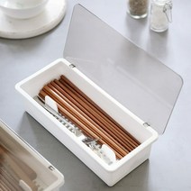 Salmatnanda 물빠짐 수저통 뚜껑 사각 수저 정리함 숟가락 보관함 CLOUD, 화이트