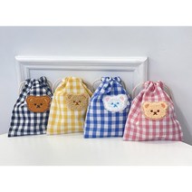 (4color/1+1할인) 체크파우치 화장품파우치 생리대 여성용품파우치 미니파우치 복조리파우치 복조리가방 케이스 곰돌이파우치 미니 체크 복조리 캔버스 파우치