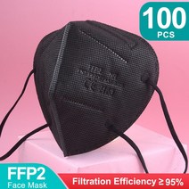 10-100PCS KN95 FaceMasks ffp2mask 5 레이어 입 마스크 재사용 가능한 호흡기 FPP2 Masque Protective Face Mascarillas Ma, [10] black-100pcs, 10 black-100pcs