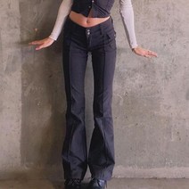 여성 골반 나팔 바지 밑위짧은 로우라이즈 크롭패션 간절기 로우웨스트 복고 팬츠