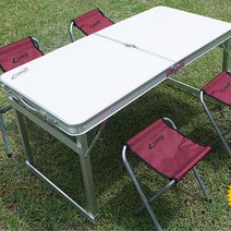 트랜스포머 접이식 휴대용 캠핑 테이블 세트 의자4개 / 랜턴걸이, 트랜스포머 테이블 의자4개+가방포함-아이보리