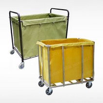 호텔 객실 빨래 바구니 린넨 빨래통 스틸 햄퍼 수거함, 대형사각 접이식 브라운 리넨