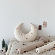 임산부바디필로우 u자바디필로우아기 체리 자수 베개 부드러운 수유 신생아 머리 쿠션 침대 범퍼 달 모양, 01 bear