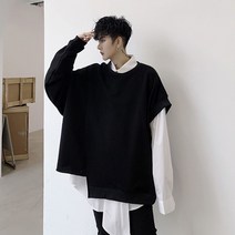 남성 불규칙 박쥐 소매 헐렁 캐 주 얼 블랙 후드 티셔츠 남성 일본 식 길거리 복 펑 크 고 딕 스 코트