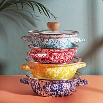 4컬러 마블 양수 법랑 냄비 인덕션용 2사이즈 라면 국수 전골, 옐로, 전골냄비 19cm
