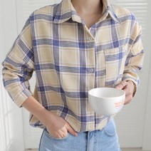 원타임 여성용 파스텔체크 셔츠 남방
