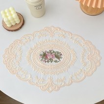 [신혼일기] 레이스 프로럴 자수 테이블 매트 [5color], 1개, 인디핑크