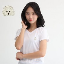 멋지군 쿨론 기능성 브이넥 푸들 캐릭터자수 반팔 쿨 티셔츠