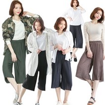 시원7부바지 플리츠바지 와이드팬츠 밴딩바지 면바지