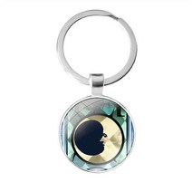 타로 문 Cartoon Creative Lover Design glass cabochon keychain Bag Car key chain Ring Holder Charms keyc, [07] images 7