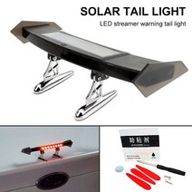 유니버설 스포일러 태양열 구동 led 스포일러 미니 리어 윙 테일 라이트 진동 센서 경고 램프 방향 지시등 자동차 액세서리, 협력사, 검은 색