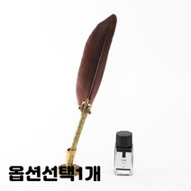 구스 깃털 만년필 꽂이 펜촉 블랙잉크 1세트 선물 판촉 기념품 중세 클래식 딥펜 종류선택 1개, 다크브라운, 깃털펜세트