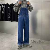 [Myshe]남성 청바지 캐주얼 스트레이트 데님 멜빵바지 A8 WJ1101