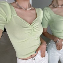 퍼니걸스 5259 가슴 셔링 퍼프 반팔 티셔츠 여성의류
