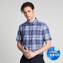 닥스셔츠 체크 캐주얼 블루 반팔셔츠 레귤러핏 쇼핑백증정 DIS1SHCS106B1