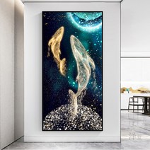 diy 황금 고래 보석십자수 대형 큐빅 비즈 행운과 복을 가져다주는 벽장식 그림 도안, 80x150cm
