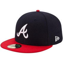 New Era 남성용 애틀랜타 브레이브스 정품 59Fifty 피티드 캡 네이비/레드 네이비 7 5/8