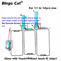 OEM NO TOUCH IC TP 디지타이저 스크린 유리 및 OCA 접착제 필름 아이폰 11 프로 12 맥스용 터치 패널 칩, 03 No IC 11PM