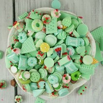 리리아트 디저트 도넛 쿠키 데코덴 혼합 파츠 시리즈 100개, 그린