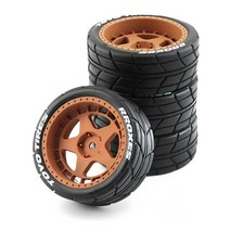 1/10 RC 랠리 온로드 레이싱 타미야 TT02 XV01 HSP 94123 HPI 교쇼 wltoys용 65mm 플라스틱 휠 림 고무 타이어 4 피스, [07] pika A brown