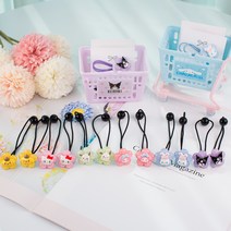 로하슈슈 산리오 꽃모양 머리끈 검정 산리오머리방울 산리오 헤어끈