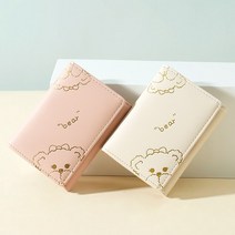 여성 지갑 Geestock 짧은 귀여운 작은 지갑 지갑 세 배 카드 홀더 돈 가방 여자 학생 소녀 신용 ID 가방 곰 지갑