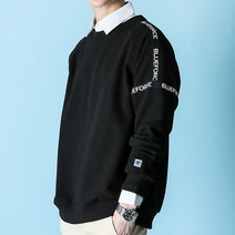 블루포스 국내생산 BG디텔리맨투맨 오버핏 캐주얼 레터링 긴팔 티셔츠 커플룩 단체복