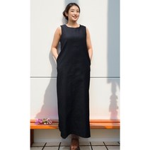 리빙스캔들 여성 빈티지 민소매 여름 롱 데님 원피스 빅사이즈