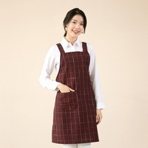 이솔홈 앞치마 원피스형 주방 공방 카페 바리스타 어린이집앞치마 모음, 체크 H 앞치마 03_레드
