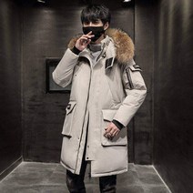 Cold Fly 남자 겨울 하프기장 방풍 기모 패딩 50% 화이트 오리털