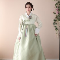 김홍갑한복 [한복대여]늘솜 백옥 앤 연한올리브 혼주 하객 한복 세트
