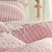 데코뷰 스윗 핑크체크 시어서커 여름차렵이불세트 Q
