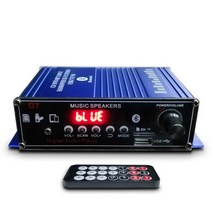 블루투스 미니 앰프 길거리공연 매장용 리시버 통기타 올인원 12v 2.0 채널 hifi 스테레오 오디오 증폭기 무선 홈 자동차 충실도 증폭기 마이크 tf 카드 usb fm 홈, 푸른