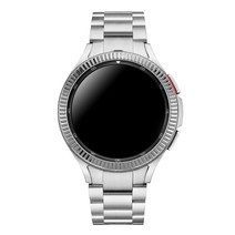 스페이스쉴드 갤럭시워치4 클래식 42mm 46mm 호환 프리미엄 스틸 밴드 + 다이브 베젤링 2종 세트, 실버 2종 세트